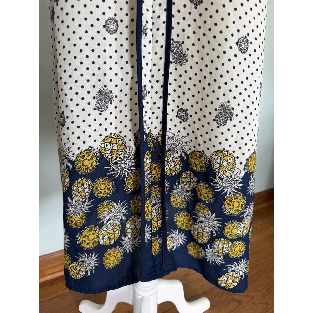 Naif Sleeveless White Shift Dress Polka Dot Pineapple Summer XL DD249-170418 - Picture 3 of 7